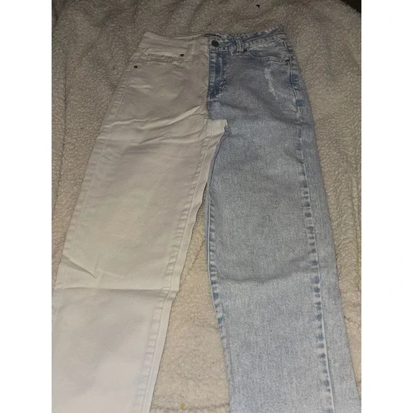 RSQ Two Tone Jeans Womens Size 25 White Blue Denim Straight Leg Casual - Picture 3 of 6